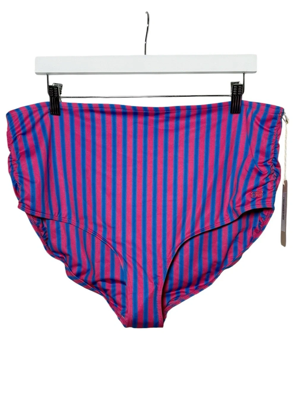 Albion Berry Stripe Tankini Ruched Midi Bottoms Set NWT Size XXXL